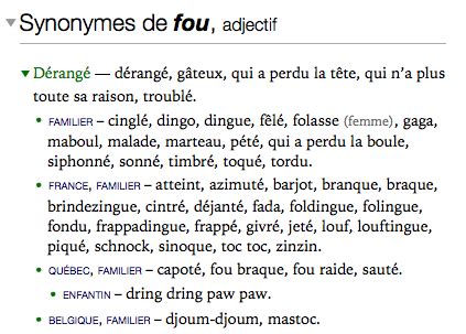 fou synonyme